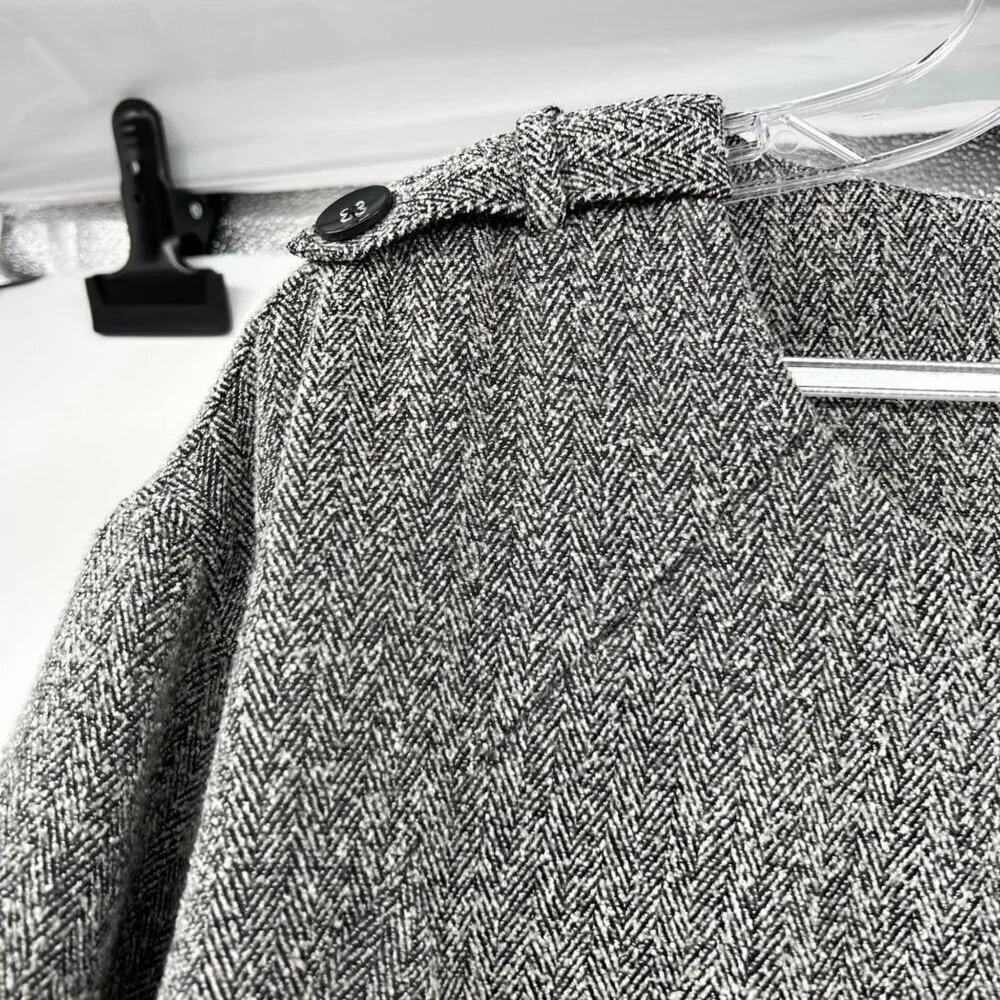 ELLE Womens Cropped Blazer Button Up 3/4 Sleeve Black/Gray Size Large Pockets